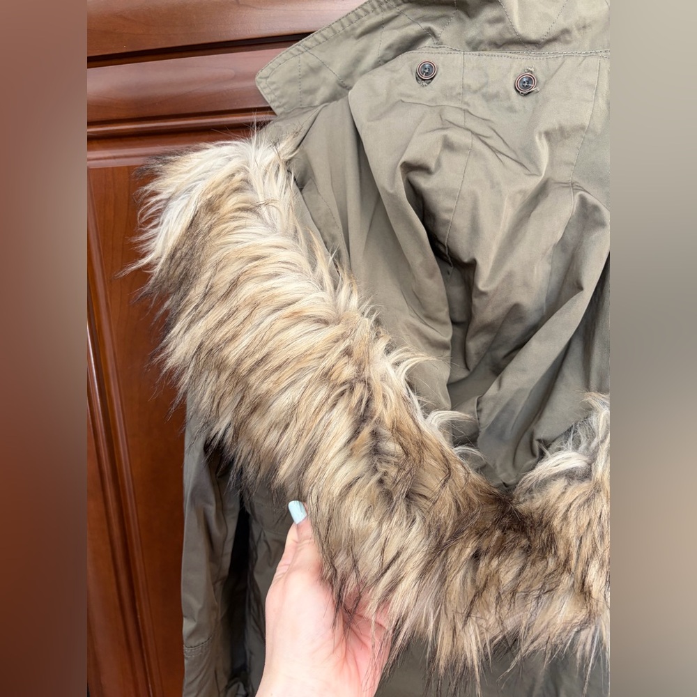 Zara Cotton Jacket & Vest removable with Faux Fur Trim Hood - Picture 6 of 10